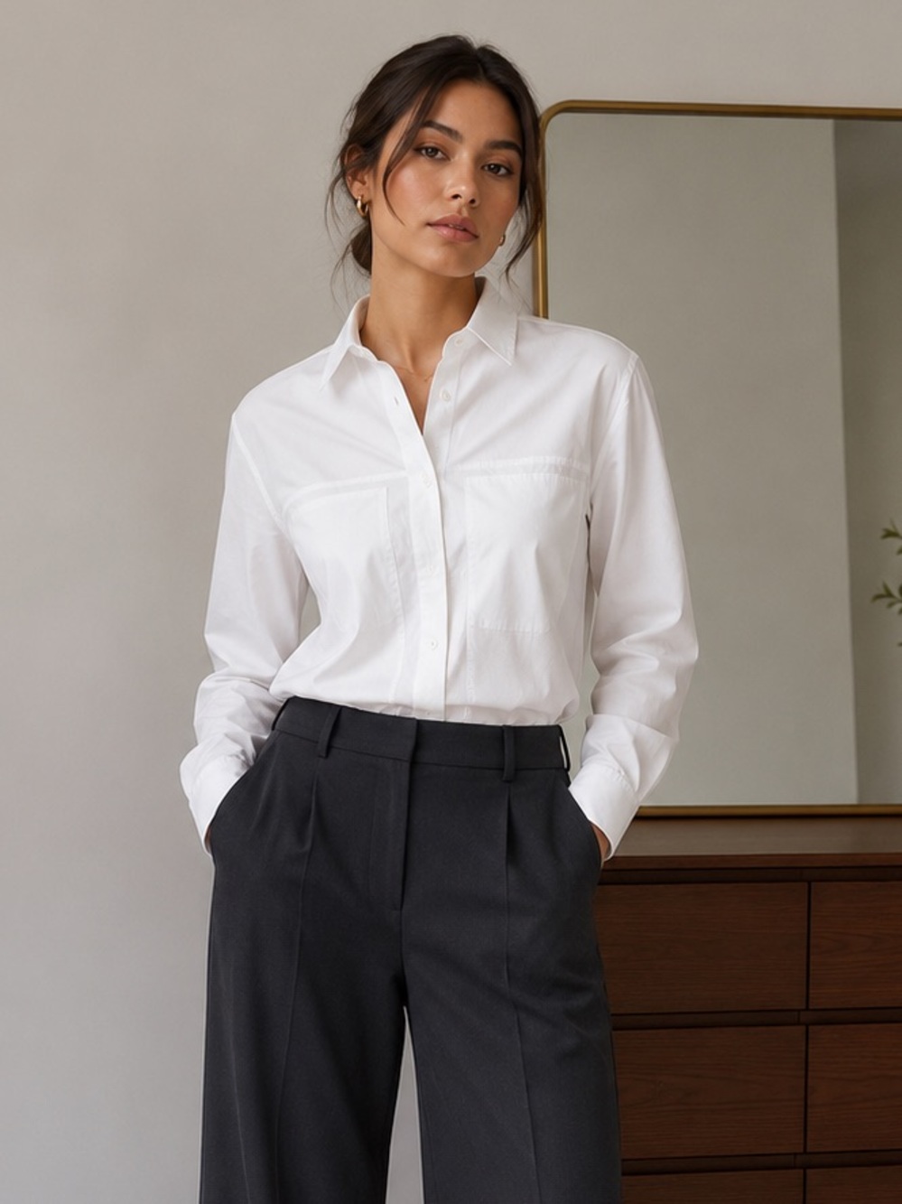 Hugo Boss White Women's-Style Dress Shirt